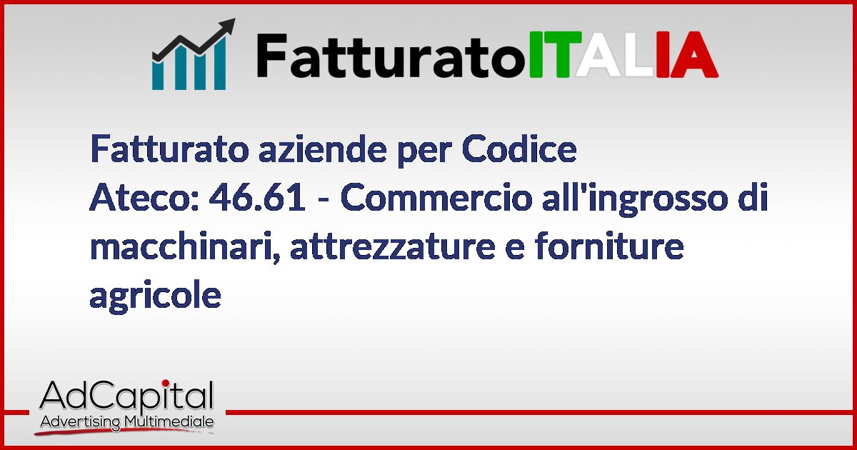 Fatturato Aziende Per Codice Ateco Commercio All Ingrosso Di Macchinari Attrezzature E