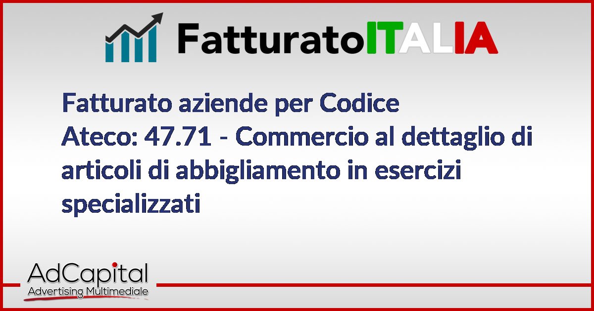 Fatturato aziende per Codice Ateco 47.71 Commercio al dettaglio